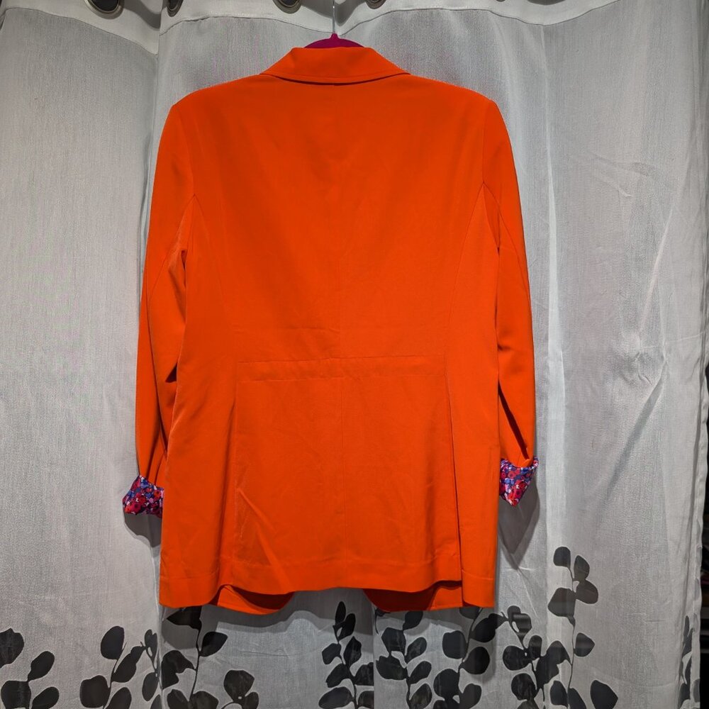 NWT Twiggy London Women's Boyfriend Orange Blazer Blue Floral Lining Medium - Picture 8 of 15